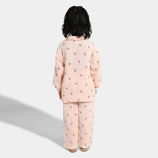Girls Gauze Co-Ord Set Pretty-Light Pink