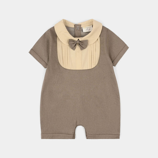 Infant Boys Jersey/Terry Romper - Beige