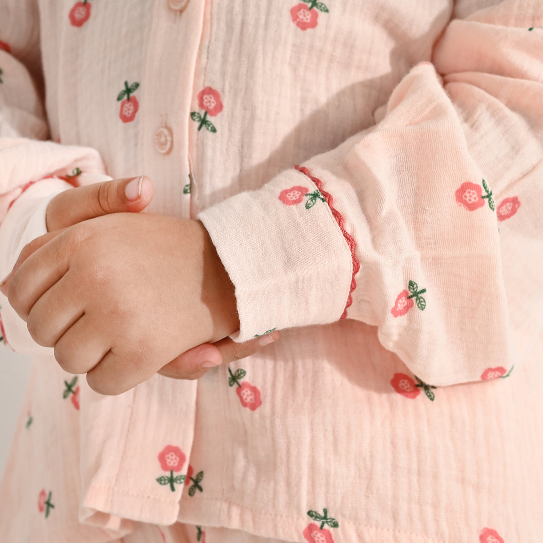 Girls Gauze Co-Ord Set Pretty-Light Pink