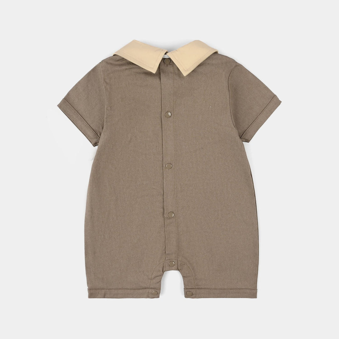 Infant Boys Jersey/Terry Romper - Beige