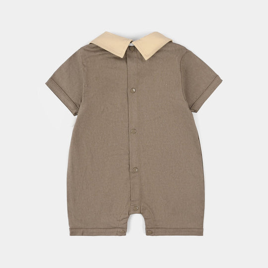 Infant Boys Jersey/Terry Romper - Beige