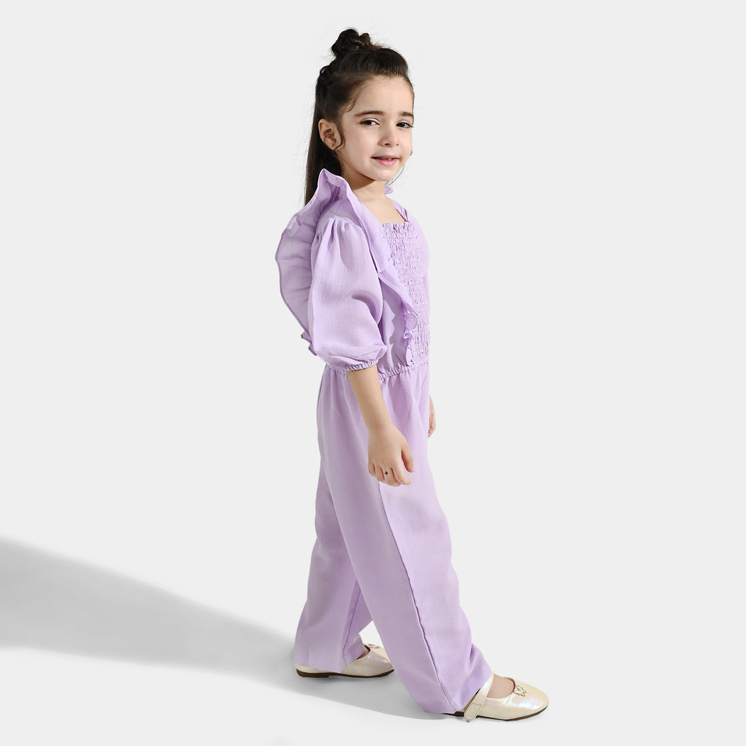 Girls Cotton Jumpsuit Pearls-Lilac