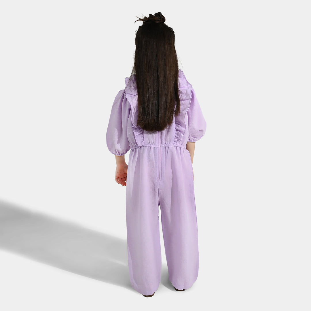 Girls Cotton Jumpsuit Pearls-Lilac