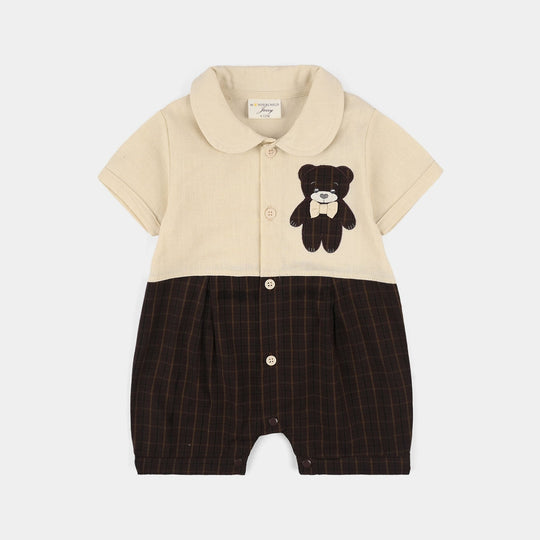 Infant Boys Jersey/Terry Romper 294-009 -BEIGE