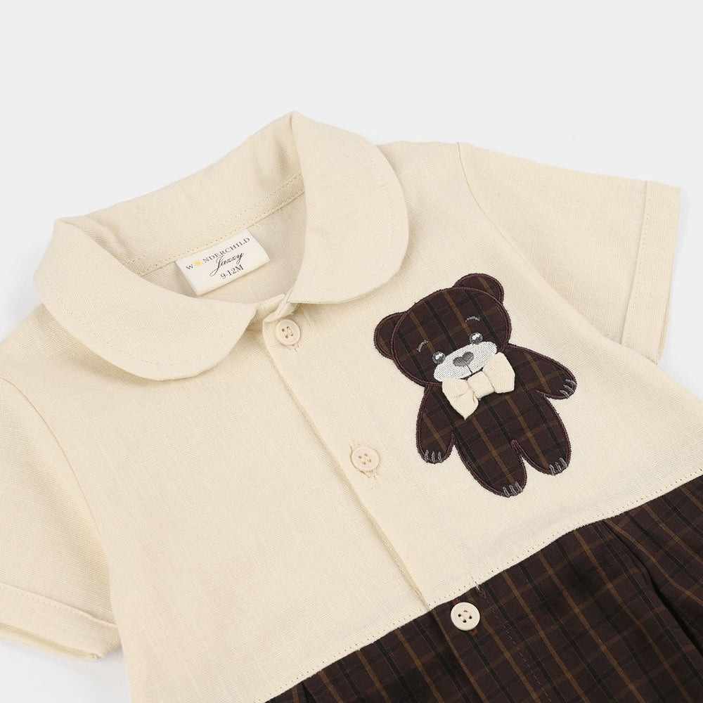 Infant Boys Jersey/Terry Romper 294-009 -BEIGE