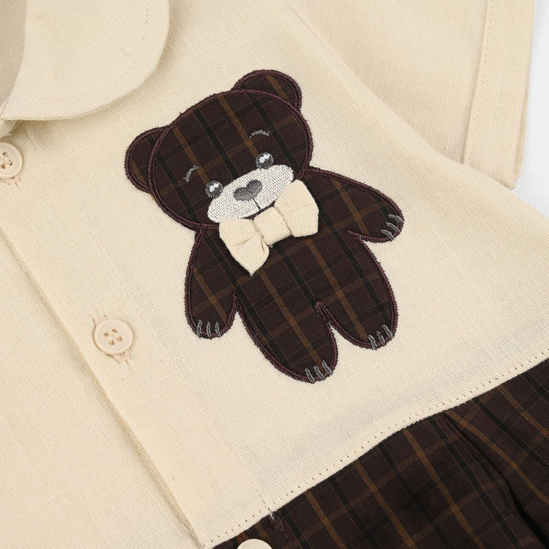 Infant Boys Jersey/Terry Romper 294-009 -BEIGE