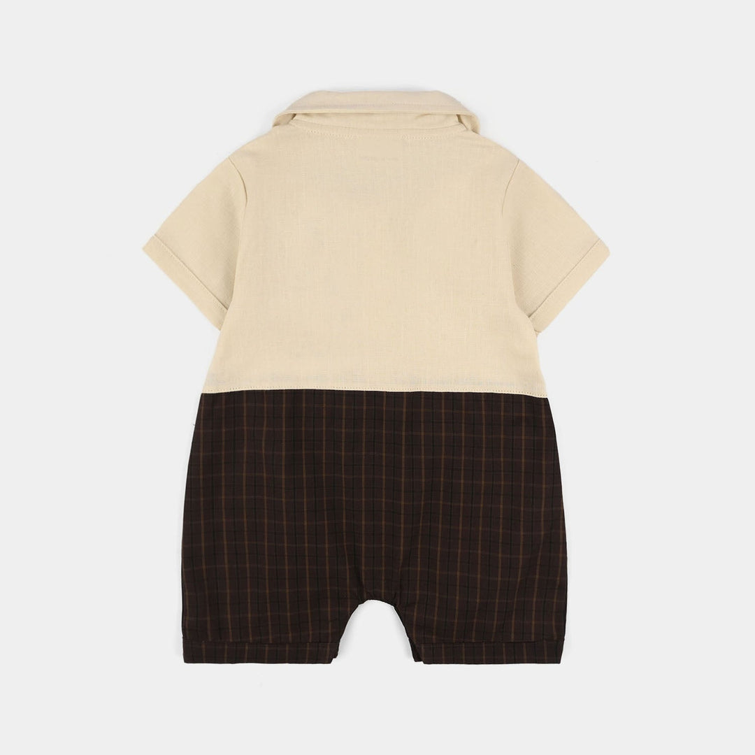 Infant Boys Jersey/Terry Romper 294-009 -BEIGE