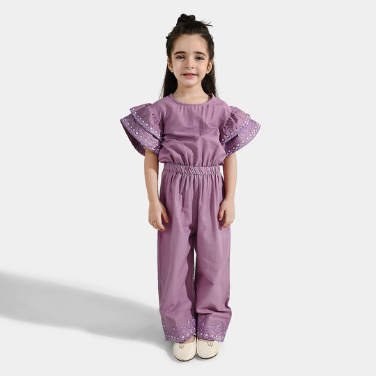 Girls Cotton Jumpsuit Dusty- Purple
