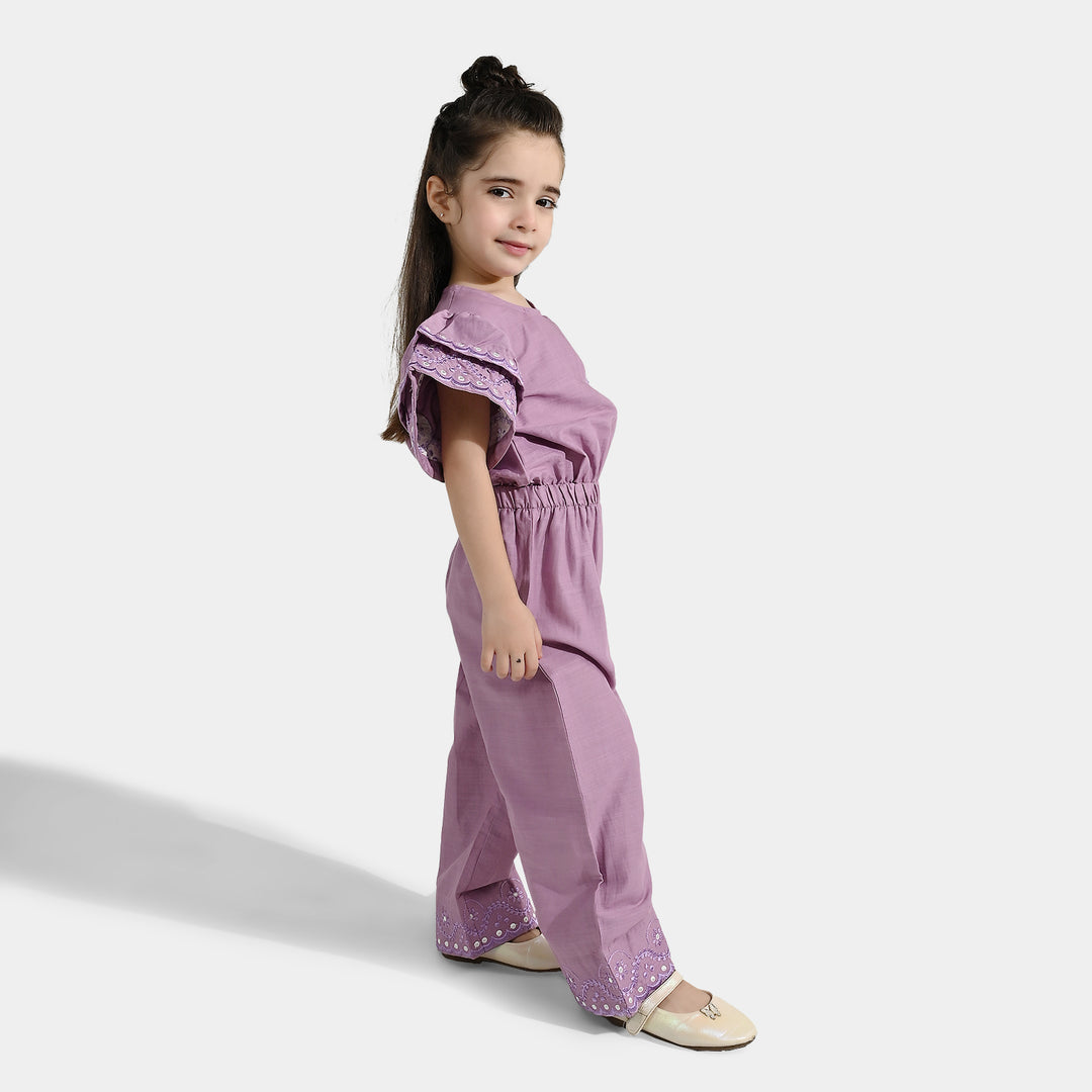 Girls Cotton Jumpsuit Dusty- Purple