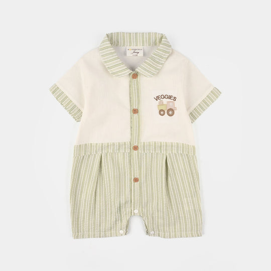 Infant Boys Jersey/Terry Romper 287-023 -Wht.Green