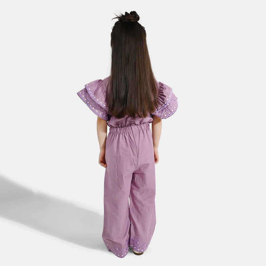 Girls Cotton Jumpsuit Dusty- Purple