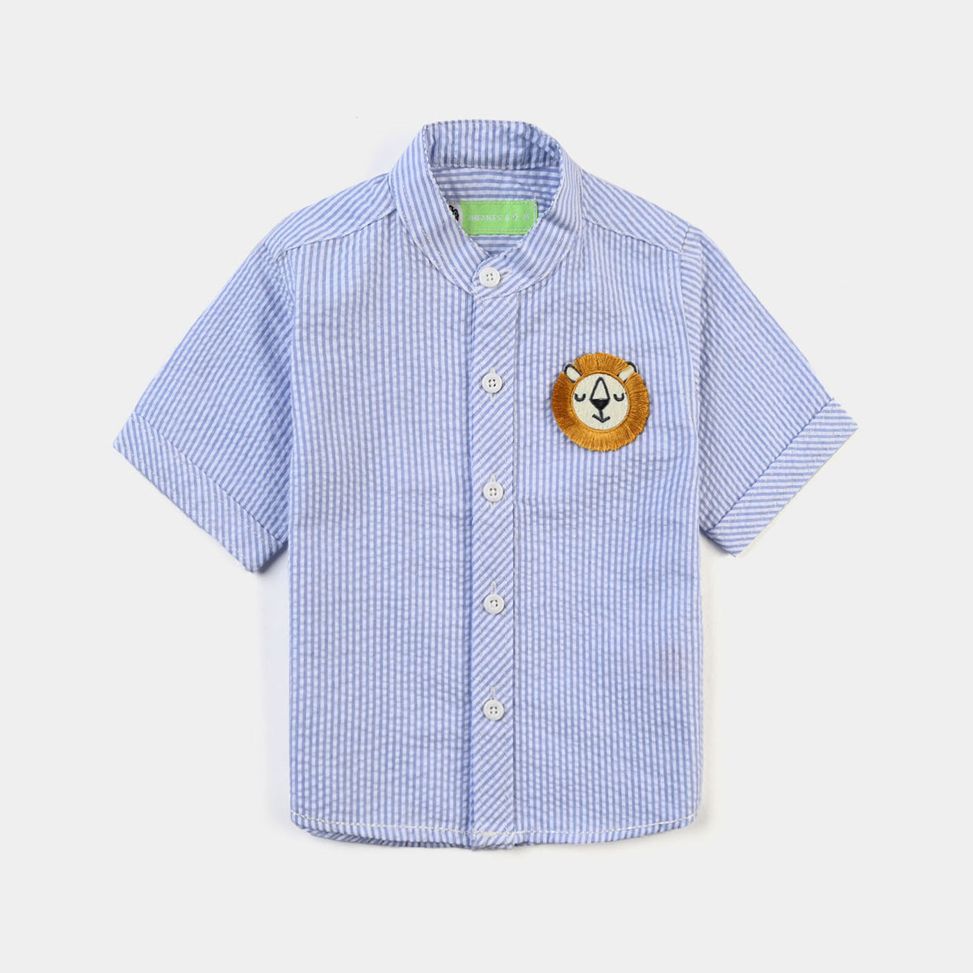 Infant Boys Yarn Dyed Basic Casual Shirt (Pin Stripe )-L.Blue