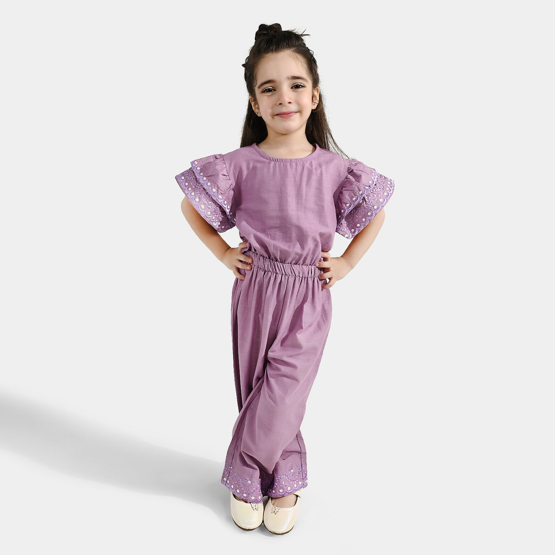 Girls Cotton Jumpsuit Dusty- Purple