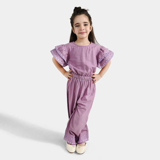 Girls Cotton Jumpsuit Dusty- Purple
