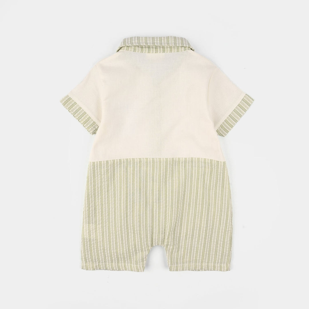 Infant Boys Jersey/Terry Romper 287-023 -Wht.Green