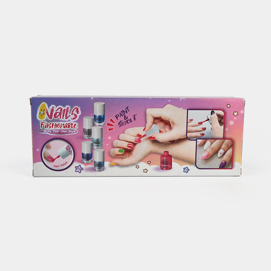 Girls Nail Paint Set – 6 Pcs Shiny & Glitter Colors