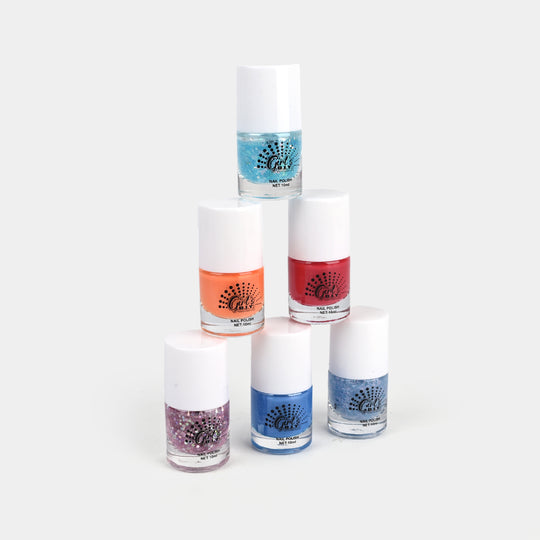 Girls Nail Paint Set – 6 Pcs Shiny & Glitter Colors