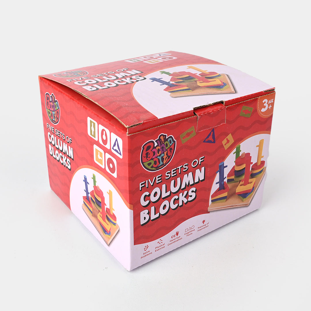 Five Sets of Column Blocks – Educational Wooden Shape