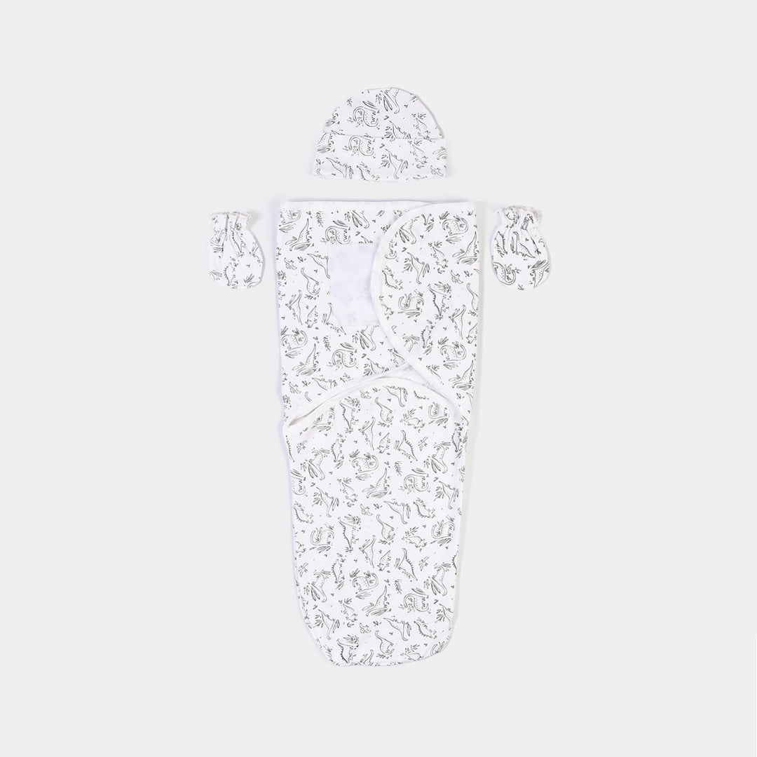 Baby Swaddle with Cap & Mittens Set