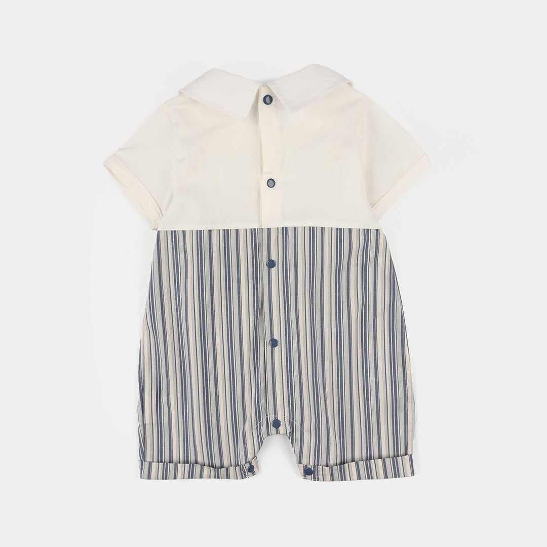 Infant Girls Jersey/Terry Romper - Blue