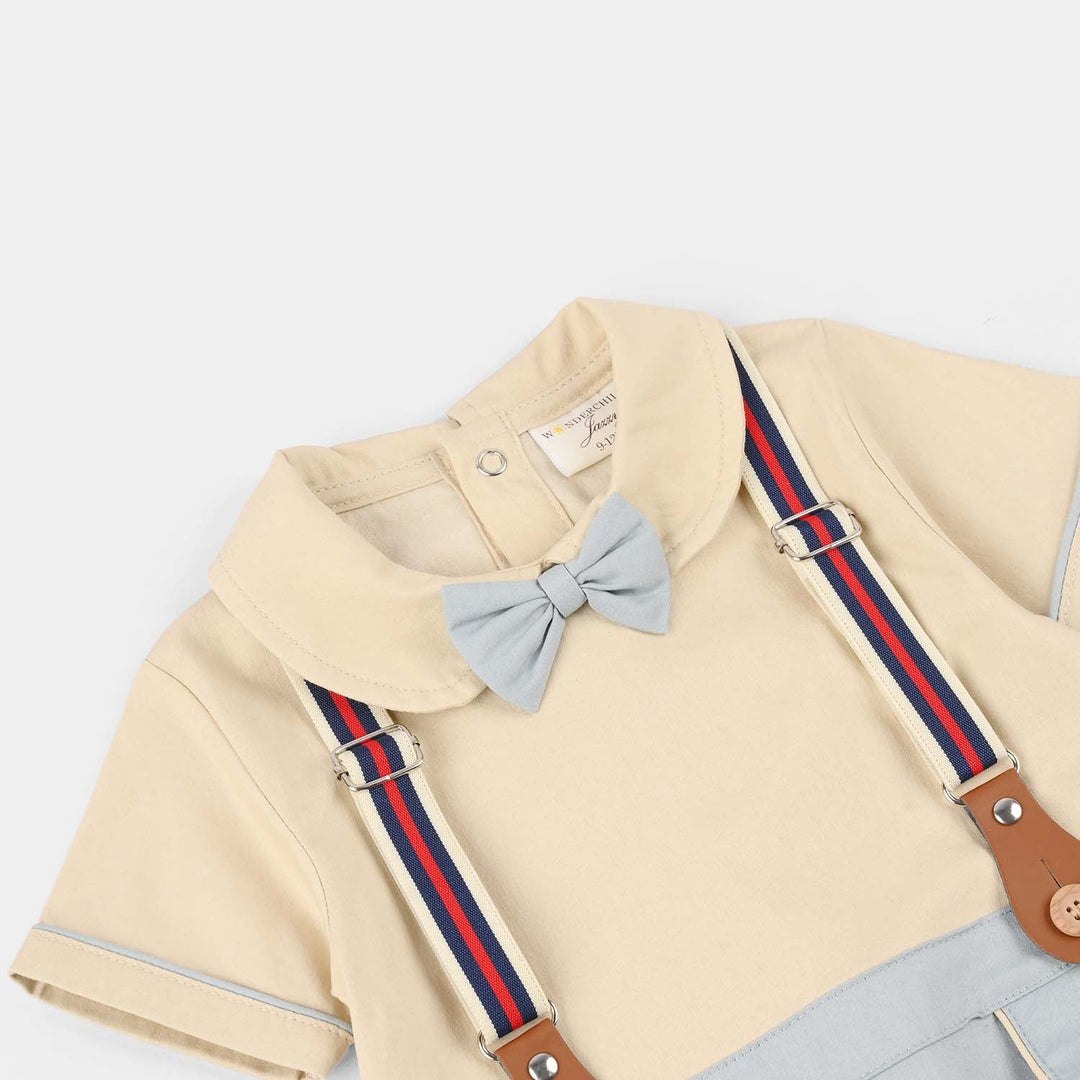 Infant Boys Jersey/Terry Romper 294-013 -BEIGE