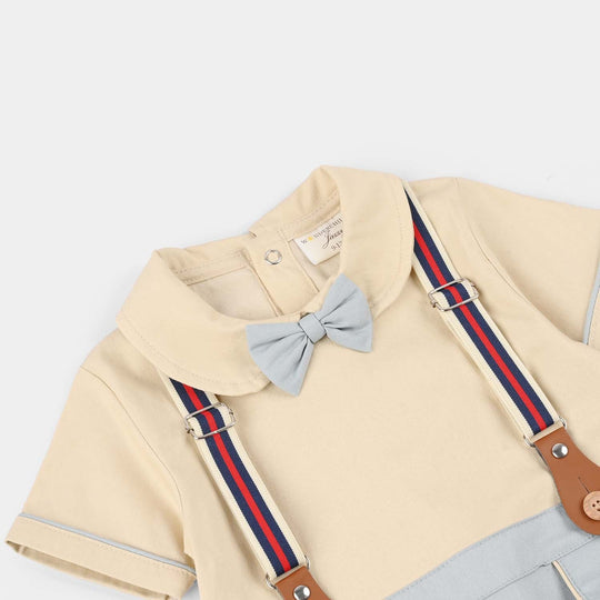 Infant Boys Jersey/Terry Romper 294-013 -BEIGE