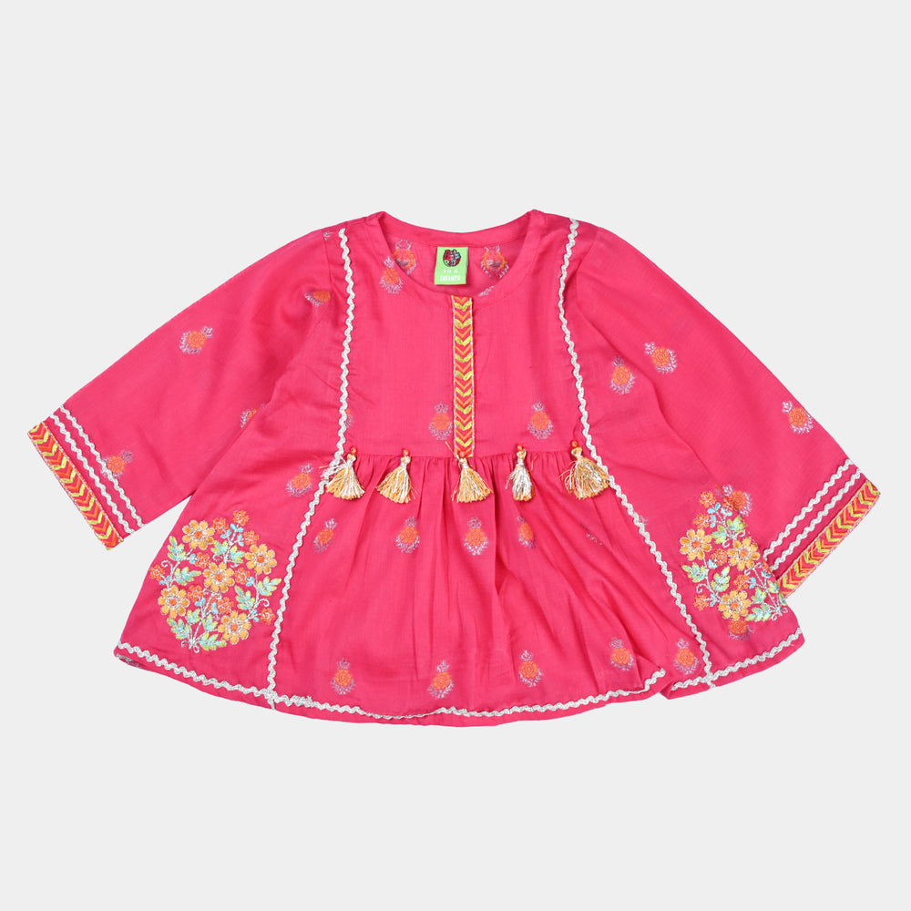 Infant Girls Jacquard 2PCs Suit Gulabi-Magenta