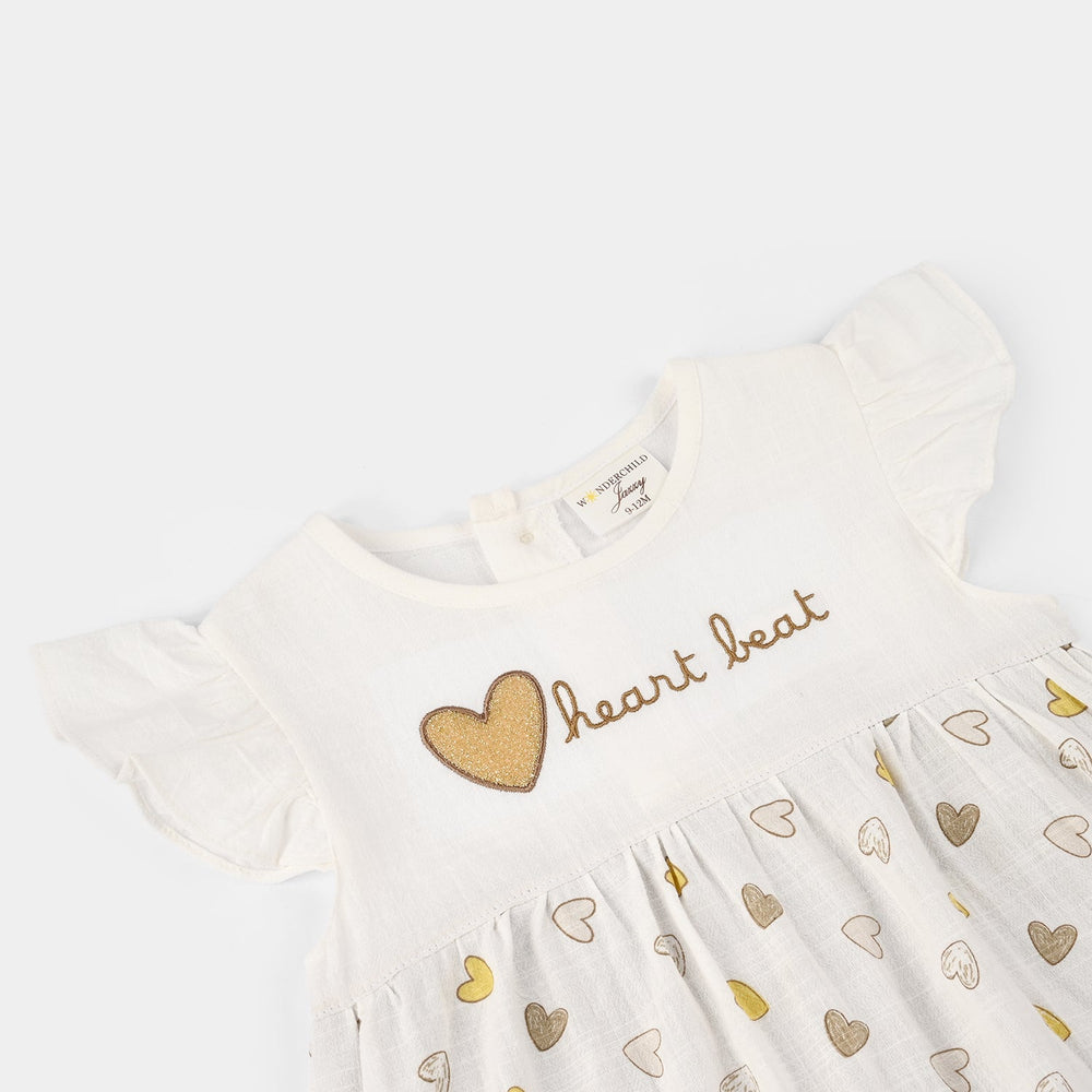 Infant Girls Jersey/Terry Romper - White