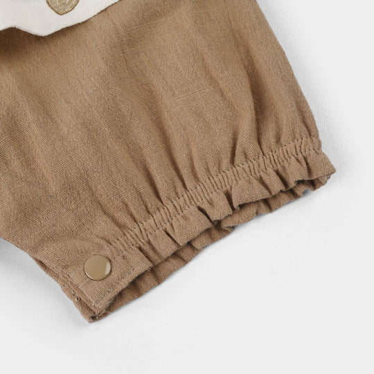 Infant Girls Jersey/Terry Romper - White