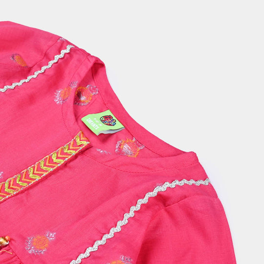 Infant Girls Jacquard 2PCs Suit Gulabi-Magenta