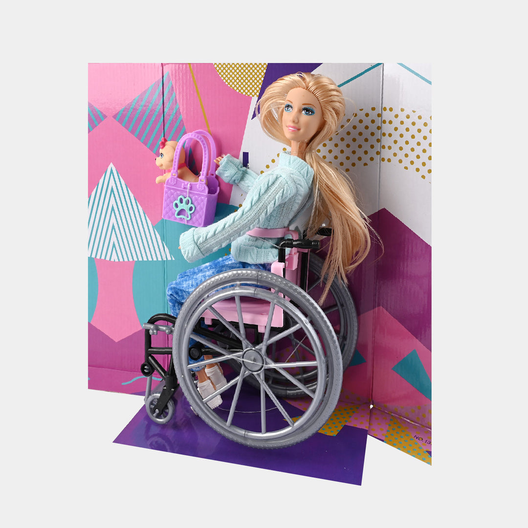 Wheelchair Doll with Blonde Hair