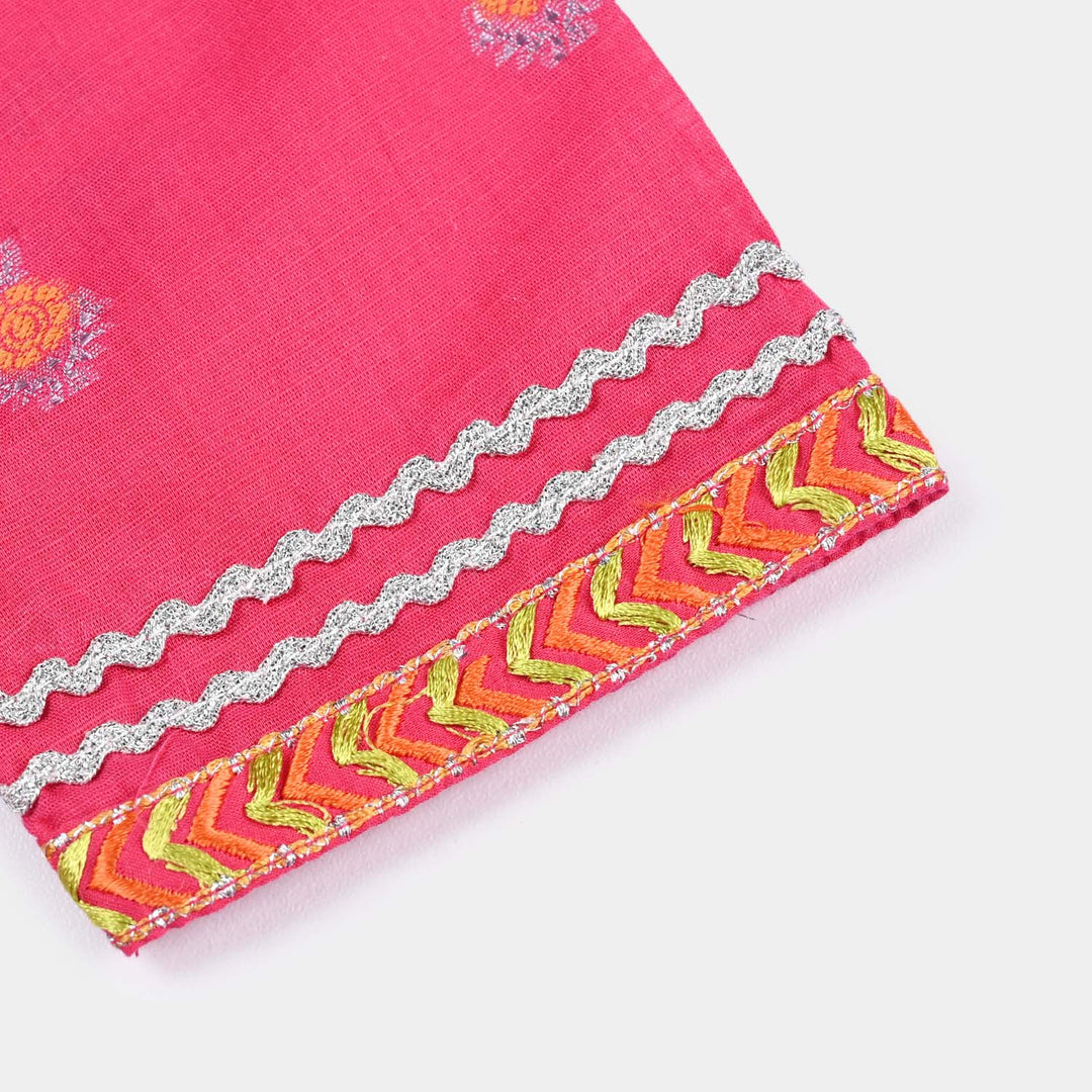 Infant Girls Jacquard 2PCs Suit Gulabi-Magenta