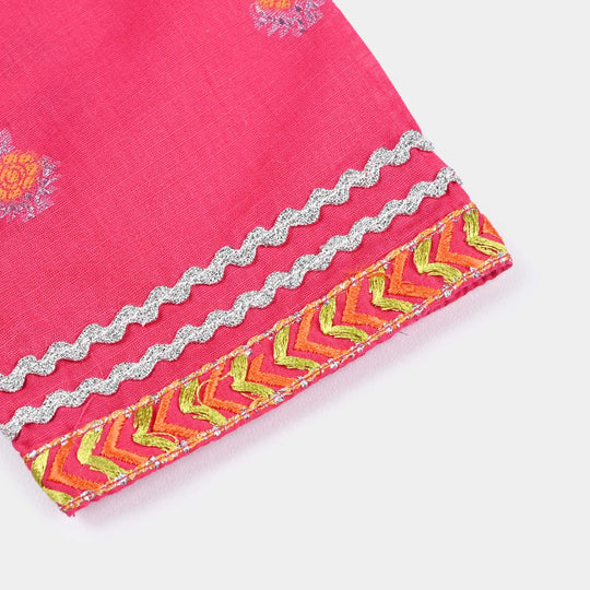 Infant Girls Jacquard 2PCs Suit Gulabi-Magenta