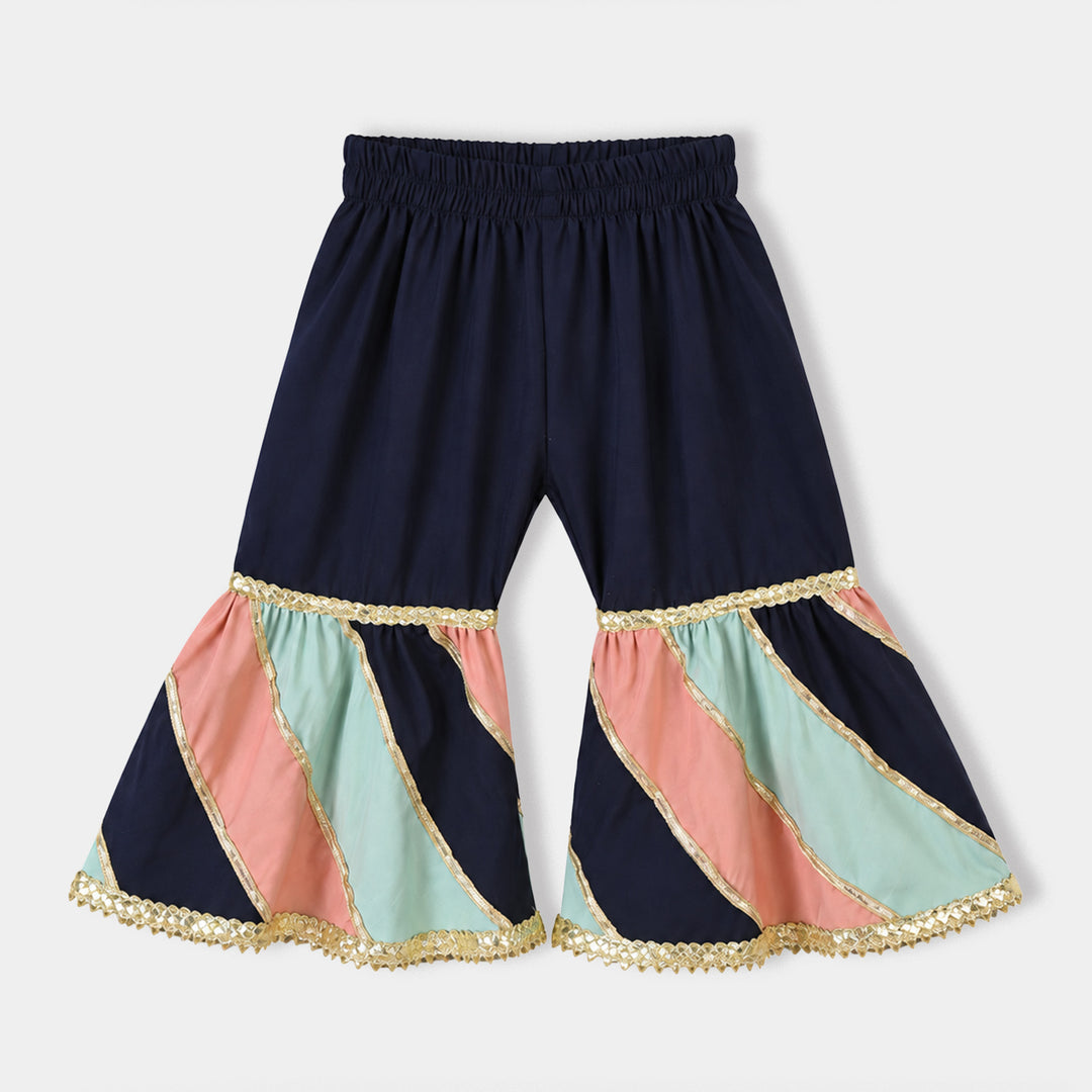 Infant Girls Raw Silk 2Pcs Roshan-Navy Blue