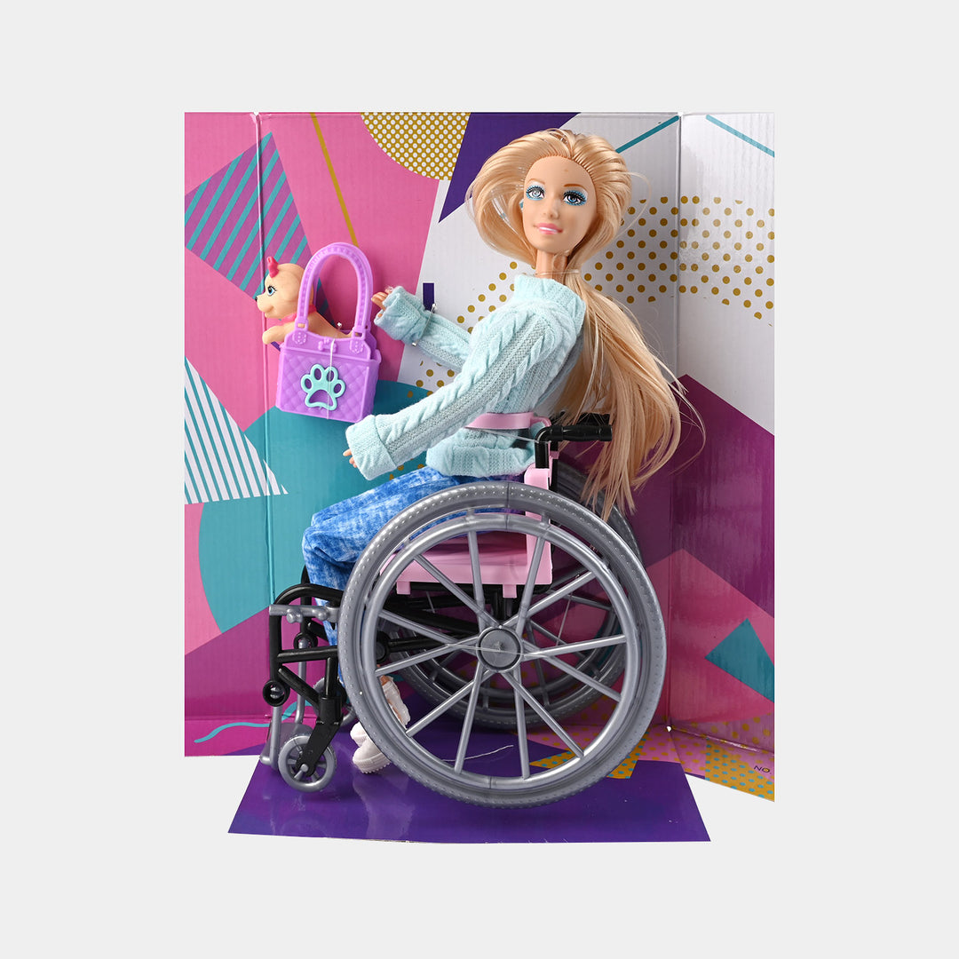 Wheelchair Doll with Blonde Hair