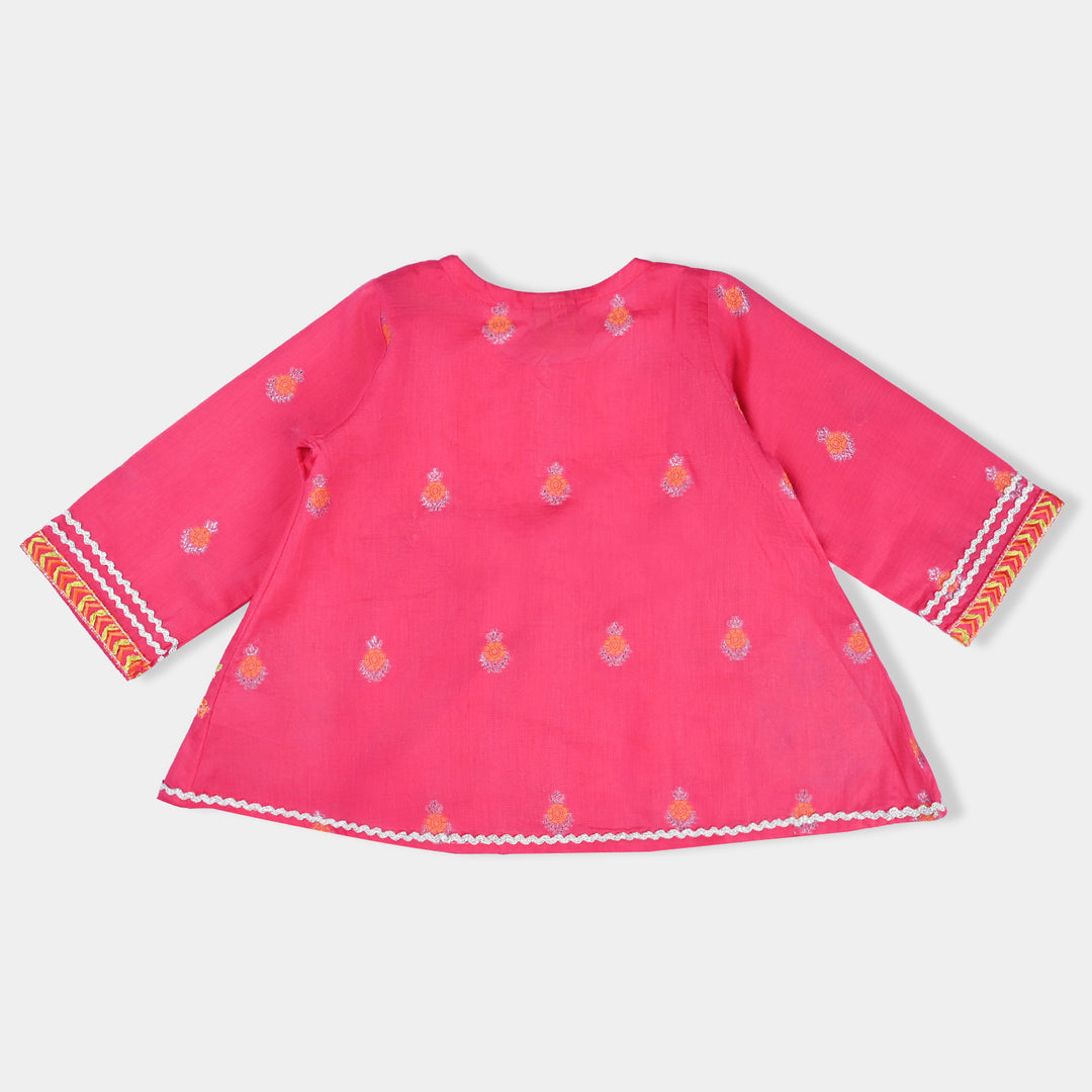Infant Girls Jacquard 2PCs Suit Gulabi-Magenta