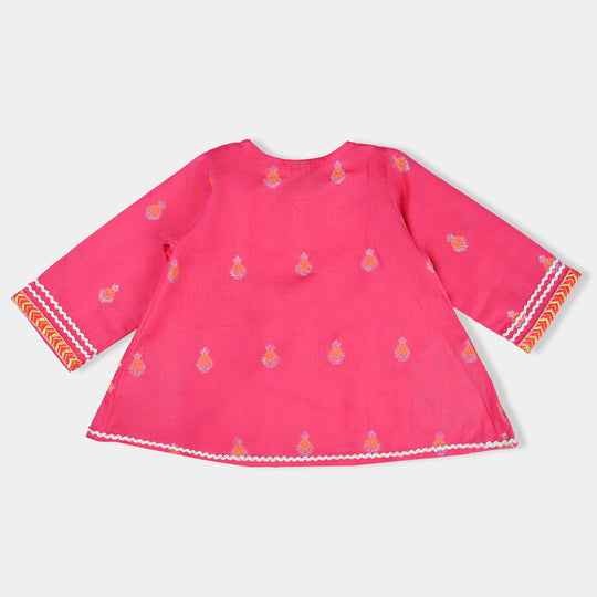 Infant Girls Jacquard 2PCs Suit Gulabi-Magenta