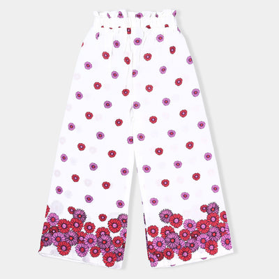 Girls Cotton Viscose Pant Viscose Daisy Floral-White