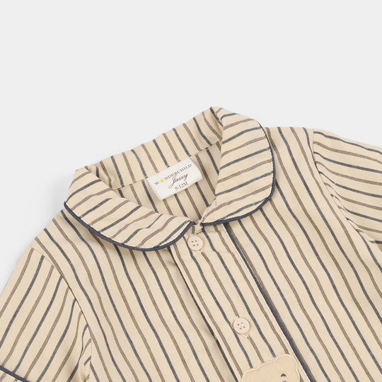 Infant Boys Jersey/Terry Romper - Beige