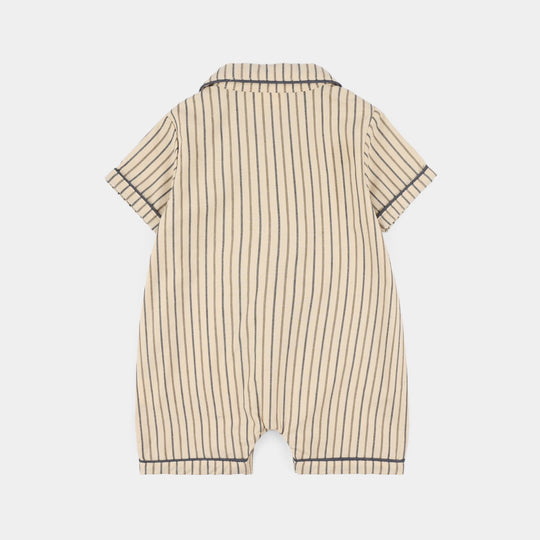 Infant Boys Jersey/Terry Romper - Beige