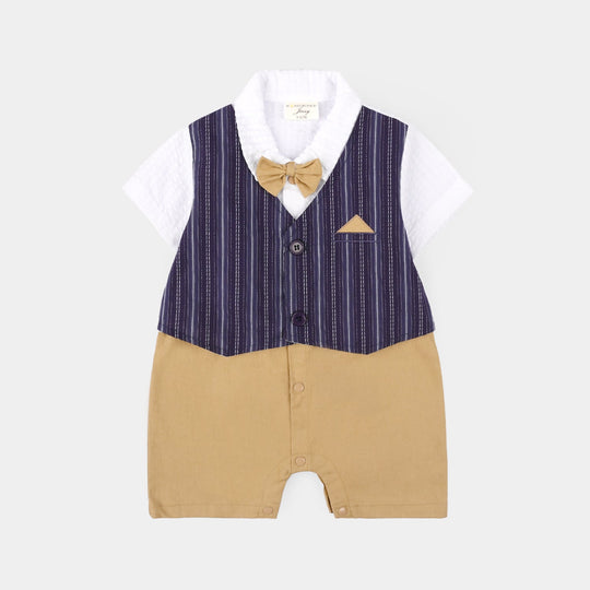 Infant Boys Jersey/Terry Romper 297-016 -BEIGE
