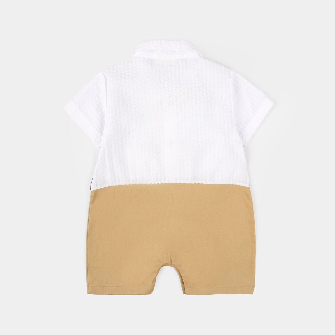 Infant Boys Jersey/Terry Romper 297-016 -BEIGE