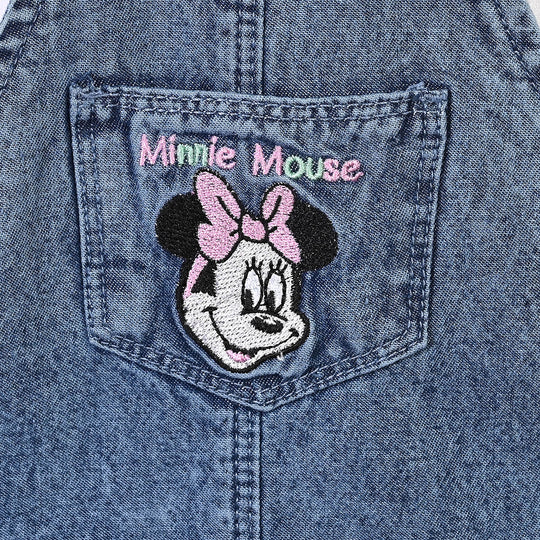 Infant Girls Denim Rigid Over All Mouse 2-L.Blue.2