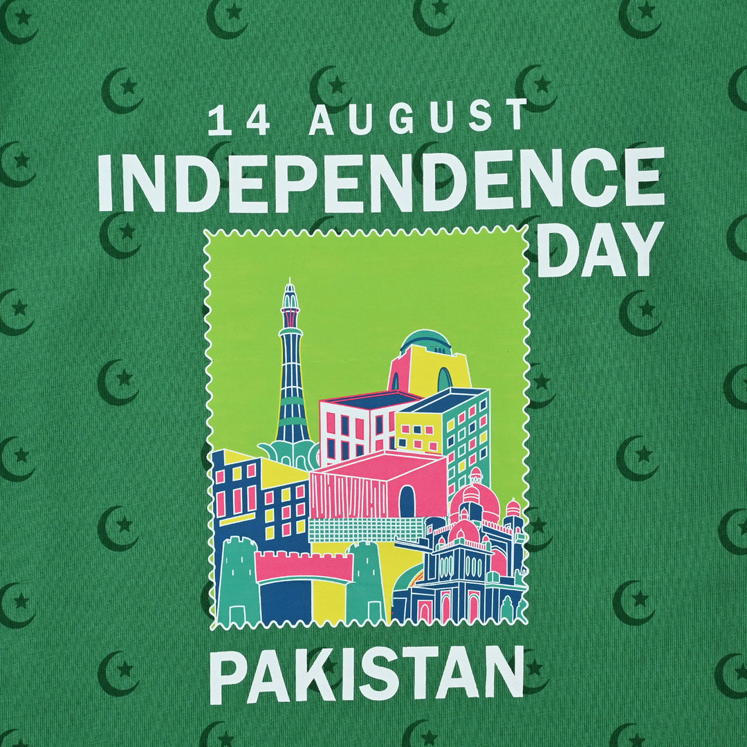 Girls Cotton Jersey T-Shirt H/S Main Hun Pakistan-Green