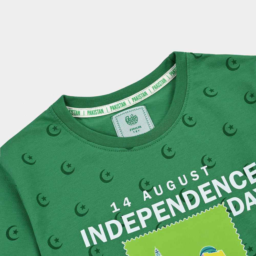Girls Cotton Jersey T-Shirt H/S Main Hun Pakistan-Green
