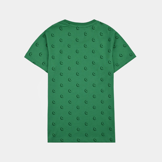 Girls Cotton Jersey T-Shirt H/S Main Hun Pakistan-Green