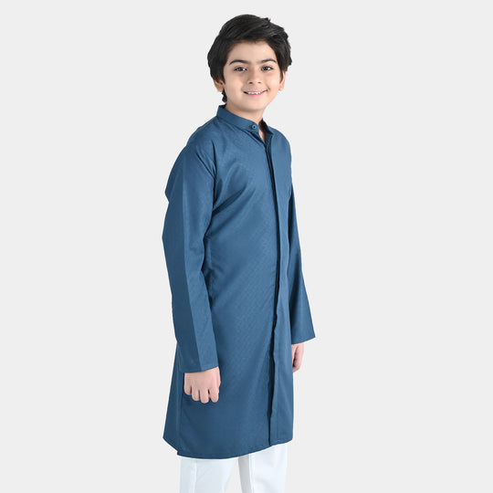 Boys Poly Viscose Basic Kurta (Front open) - Teal Green