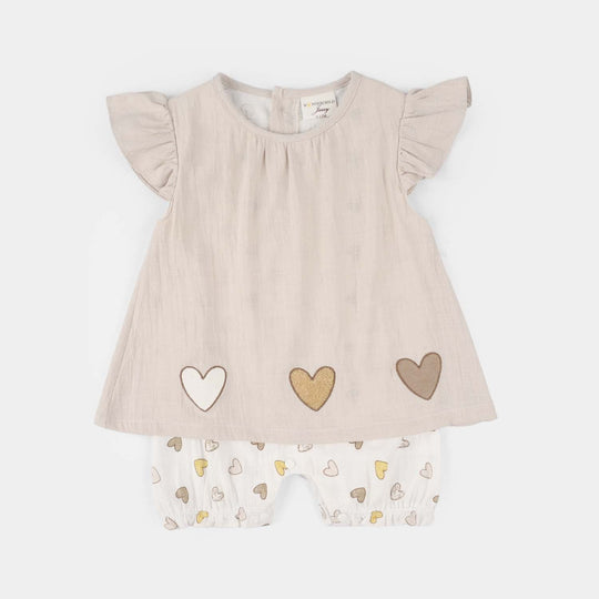 Infant Girls Jersey/Terry Romper - White