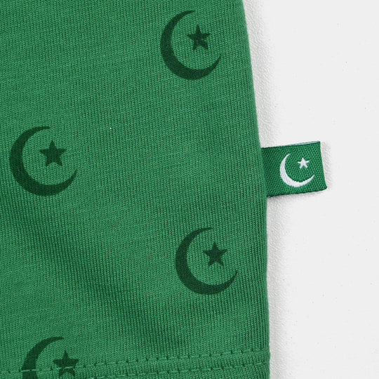 Girls Cotton Jersey T-Shirt H/S Main Hun Pakistan-Green
