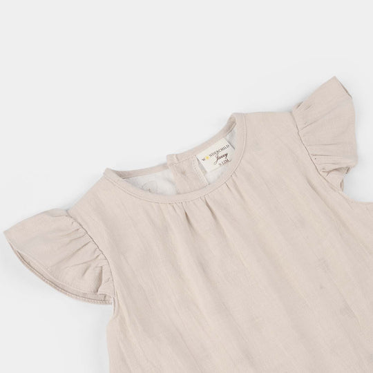 Infant Girls Jersey/Terry Romper - White